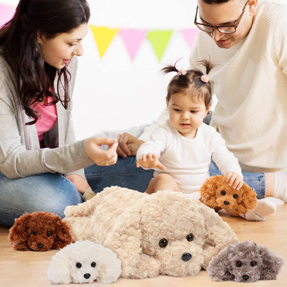 MorisMos XXL dog plush toy with 4 babies in the belly, large dog stuffed animal cuddly toy, giant dog pillow toy gift