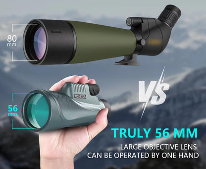 12x56 High-Resolution Monocular with Smartphone Adapter, Upgraded Tripod, Hand Strap - High-performance monocular, lightweight with clear field of view.