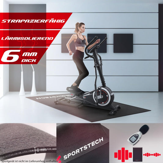4-6 mm floor protection mat for fitness equipment home trainer - sports multifunction mat, fitness mat in black for more stability, protects the floor, exercise mat for yoga, Pilates available in 4 sizes.