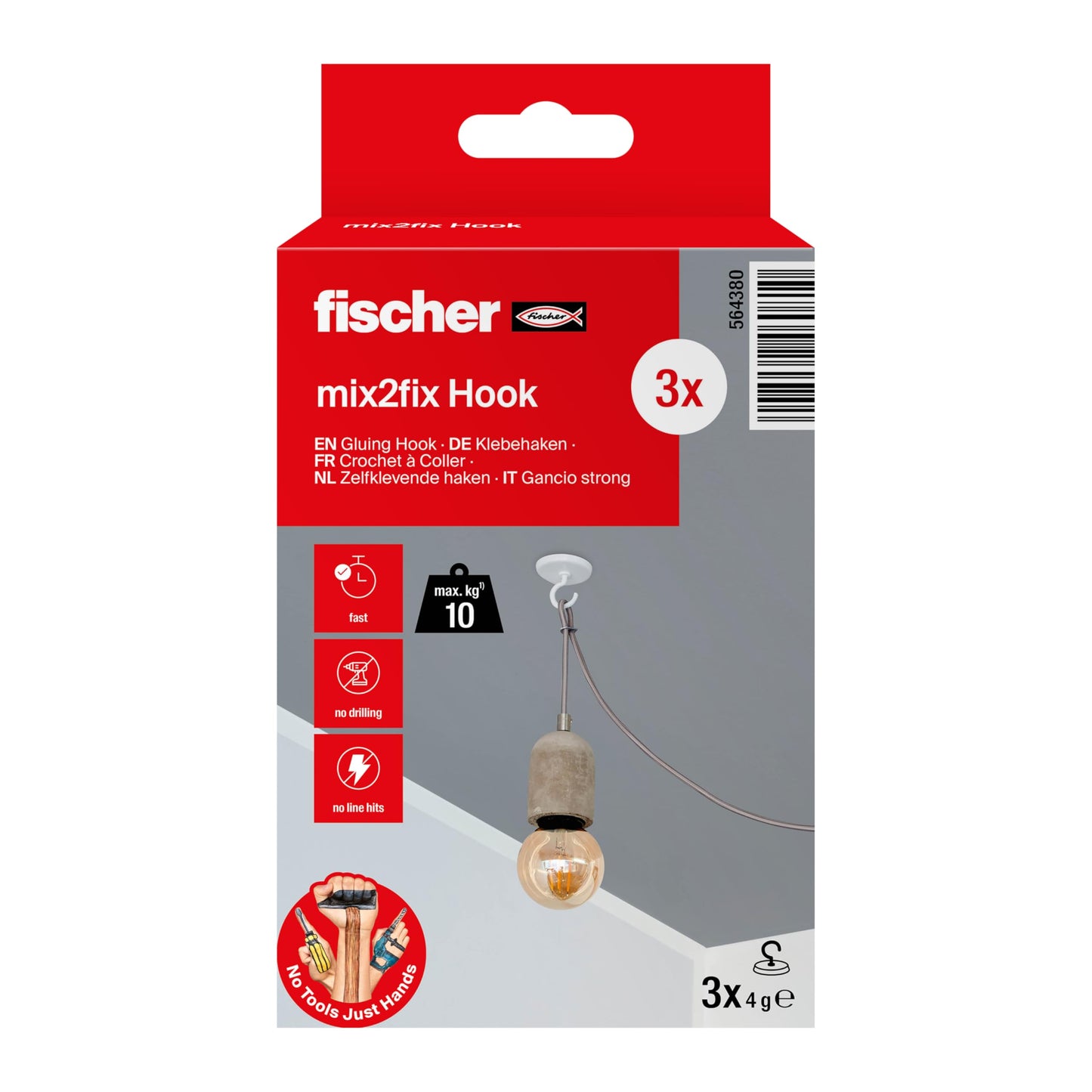 Fisherman adhesive hooks in a pack of 3, self-adhesive wall hook in white, practical hanging without drilling, suitable for bathroom and kitchen, strong adhesive hook, holds up to 10 kg.
