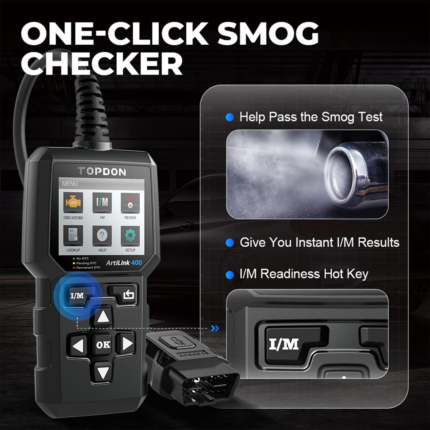 TOPDON OBD2 diagnostic tool, AL400 car code reader OBD-II diagnostic tools with 10 OBD2 functions for all vehicles compatible with OBDII EOBD CAN protocol, PC update, AL400