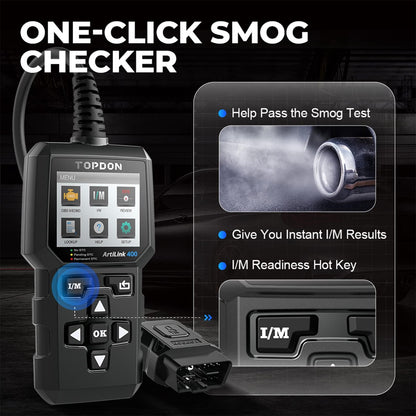 TOPDON OBD2 diagnostic tool, AL400 car code reader OBD-II diagnostic tools with 10 OBD2 functions for all vehicles compatible with OBDII EOBD CAN protocol, PC update, AL400