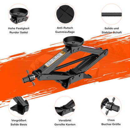 IMAYCC Jack 2.5T/2500kg, Universal scissor jack for car with rubber pad, Portable jack with lug wrench, Car emergency kit for SUV MPV, Ideal for maintenance and repair.