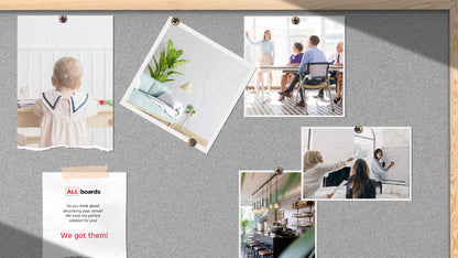ALLboards light grey pin board with wooden frame 90x60cm cork board cork board pin board cork grey surface