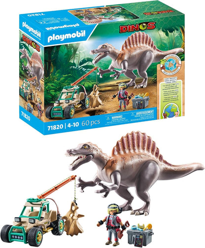 PLAYMOBIL | Dinos | Spinosaurus Attack on Dino Excavation | Dinosaur Playset | Action Toy | Adventure Toy for Kids 4+ | 71820