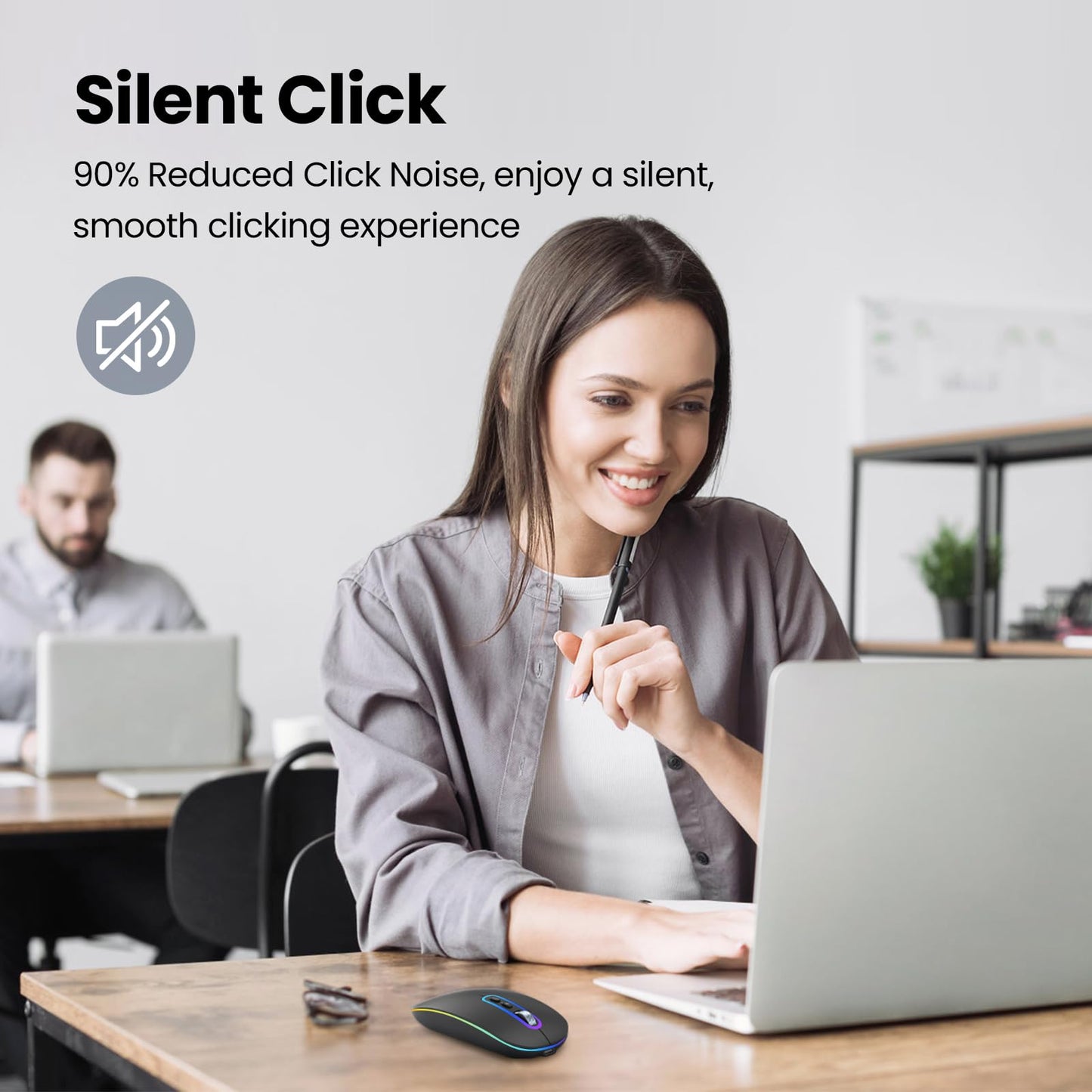RaceGT Rechargeable Wireless Mouse Bluetooth 5.1 + USB 2.4GHz LED Mouse Wireless Ergonomic Quiet Click 3 Adjustable DPI Level with On/Off Switch, Portable Mouse for Laptop PC Notebook Computer