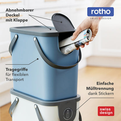 Rotho Albula waste separation system 25l for the kitchen, plastic (PP) BPA-free, brown/anthracite, 25l (40.0 x 23.5 x 34.0 cm)