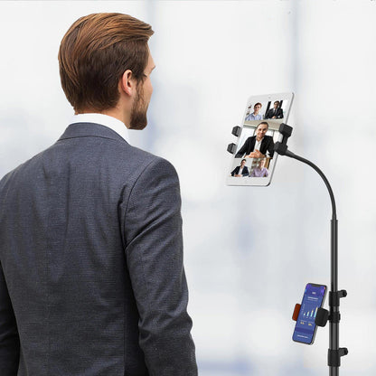 LIUGAST tripod stand, 63 inches - floor stand for tablet, with 360° rotation for iPhone Mini, Air, Pro and all 4.7-11.9 inch tablets.