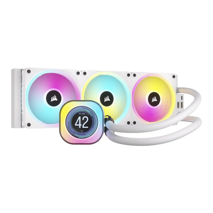 CORSAIR iCUE LINK H150i LCD Liquid CPU Cooler - 360mm AIO - QX120 RGB Fans - 2.1" IPS LCD Screen - Compatible with Intel LGA 1700, AMD AM5 - iCUE LINK System Hub Included - White
