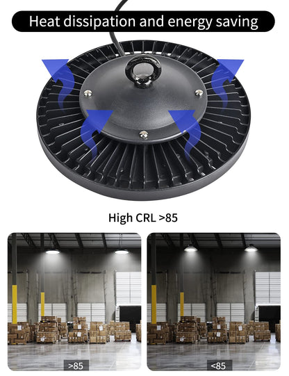 Guidance LED UFO Industrial Lamp, 100W LED High Bay Light Super Bright 10000LM Warehouse Lighting Led, IP65 Waterproof 6000-6500K Cool White LED Workshop Lighting for Garage Factory (1pcs, 100W)