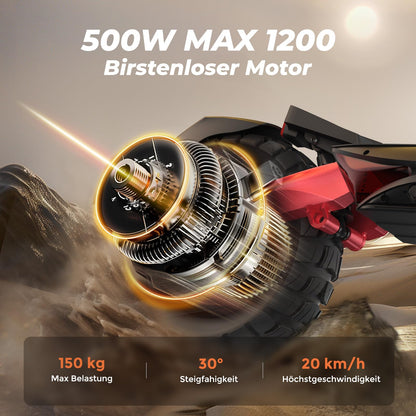 Street-legal e-scooter with 80-100 km range, 48V 15Ah battery, 10-inch off-road pneumatic tires, ABE electric scooter with dual suspension, foldable design, off-road capable for up to 150 KG, LED lights, app connectivity.