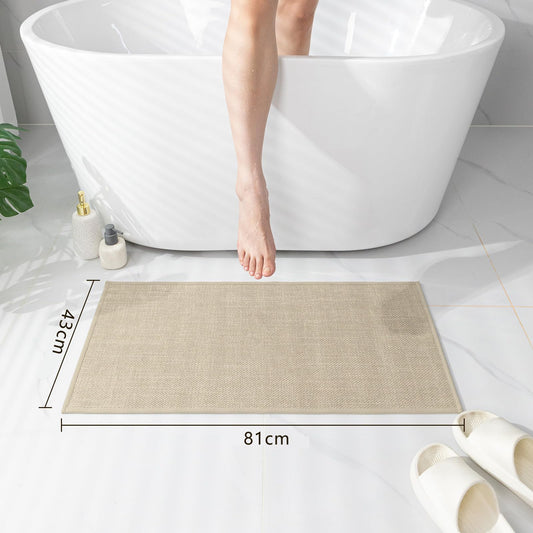Chakme bathroom mat 43 x 81 cm non-slip bath rug with rubber backing, washable slip-resistant bath mat beige shower mat.