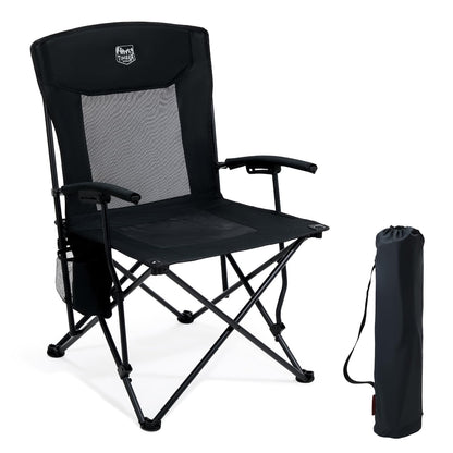 TIMBER RIDGE Folding Camping Chair Lightweight Portable Chair 150kg Capacity High Back and Mesh Back Outdoor Comfortable, Portable Beach Chair for Festival, Fishing, Garden, Picnic, Dining Area
