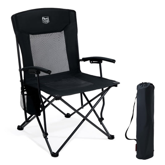 TIMBER RIDGE Folding Camping Chair Lightweight Portable Chair 150kg Capacity High Back and Mesh Back Outdoor Comfortable, Portable Beach Chair for Festival, Fishing, Garden, Picnic, Dining Area
