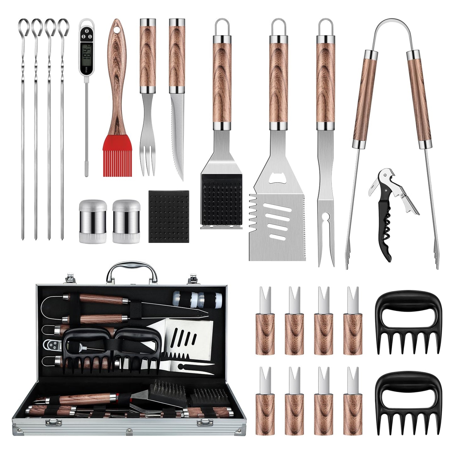 DRAGON RIOT Stainless Steel BBQ Tool Set, 29 Pieces BBQ Set for Men Gift, Premium Grill Accessories Set with Spatula in Aluminum Case, BBQ Tool Set High Quality for Outdoor BBQ.