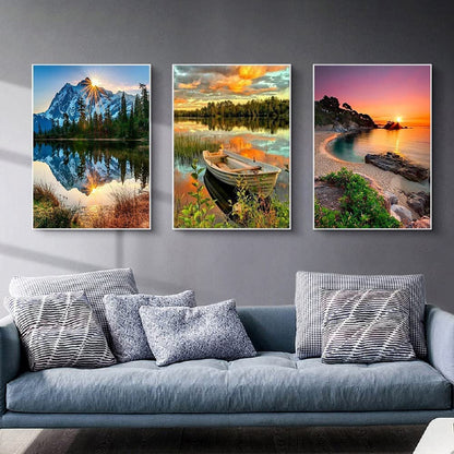 Generic 6 Piece Paint by Numbers for Adults and Kids Beginners, Realistic Landscape Oil Painting Canvas for Home Décor, Unframed (12X16in)(30X40cm), Unisex, Acrylic, Non-Foldable