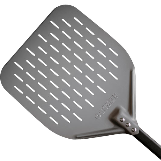 AMZBBQ® Premium Pizza Peel - [LONG HANDLE] - Perforated pizza paddle made of hard-anodized aluminum - Helps slide the pizza dough easily - Grill accessory gift [Width: 40 cm/Length: 92.5 cm]