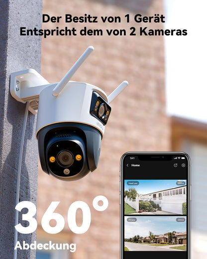 Imou 5MP+3MP Dual Cameras Outdoor Surveillance Camera with AI Human/Vehicle Detection, 360° PTZ Outdoor WiFi Surveillance Camera, Color Night Vision, Auto Tracking, Two-Way Audio, Siren, IP66.