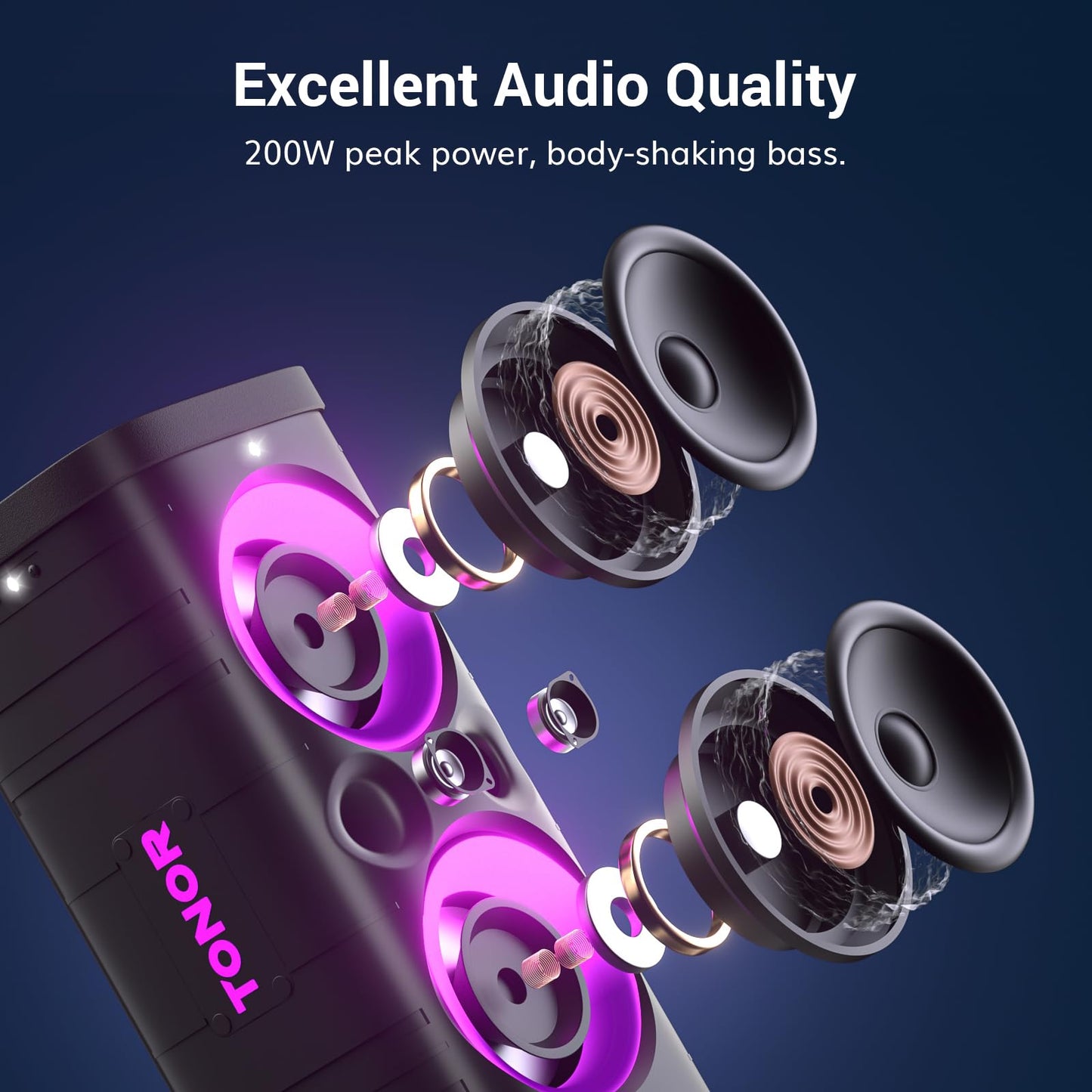 Karaoke machine with 2 wireless microphones for adults and kids, TONOR Bluetooth PA speaker system with LED lights, rechargeable battery, great for home and outdoor karaoke parties K61