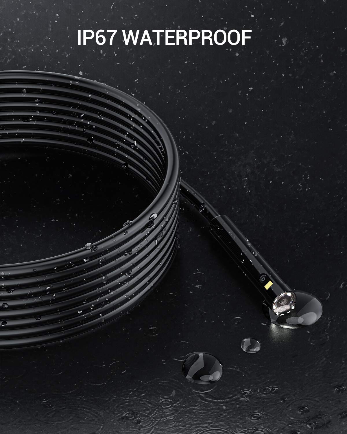 DEPSTECH Dual Lens 1080P Endoscope Camera with Light, Endoscope with 4.5-inch IPS screen, HD Inspection Camera with 6 adjustable LED lights, 3500mAh battery, 32GB TF card, carrying case, Pipe Camera (5M)