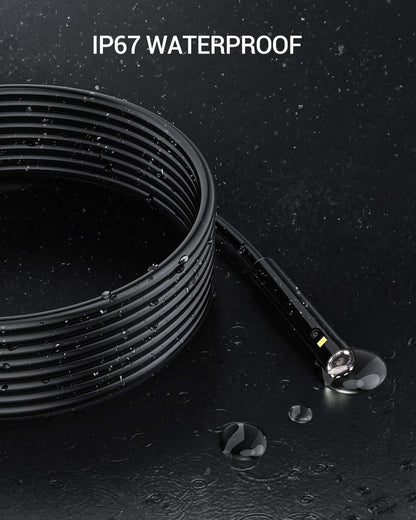 DEPSTECH Dual Lens 1080P Endoscope Camera with Light, Endoscope with 4.5-inch IPS screen, HD Inspection Camera with 6 adjustable LED lights, 3500mAh battery, 32GB TF card, carrying case, Pipe Camera (5M)