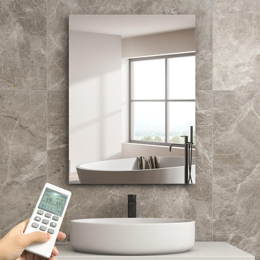 Infrared heating mirror with thermostat 450 watts - Infrared mirror heating - Infrared wall heater with remote control - Electric heating panel radiator - Bathroom mirror 80x60 CM bathroom mirror
