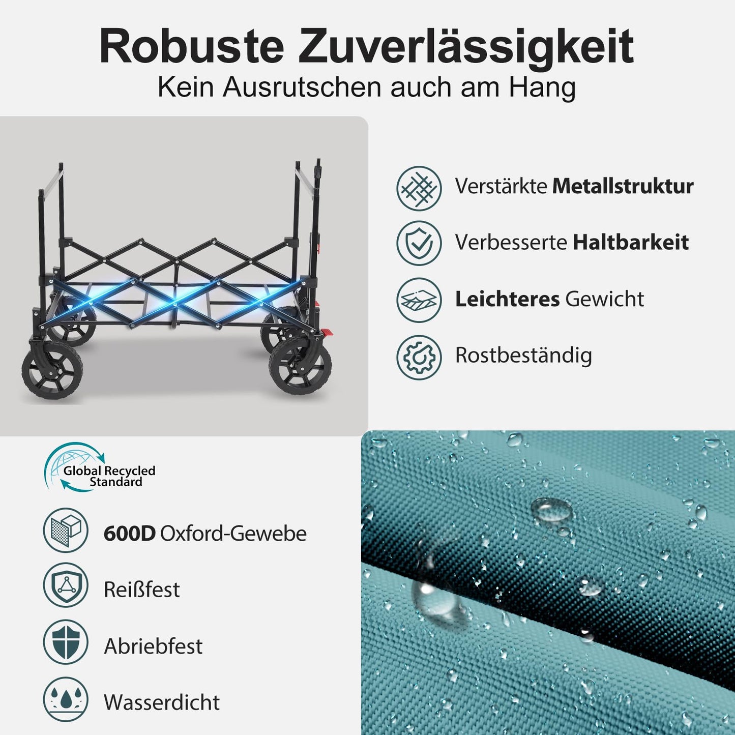Sekey XXL folding wagon for children 150L 150KG, foldable wagon with canopy, collapsible handcart with sun protection for trips to the beach camping, roof S 4018, green