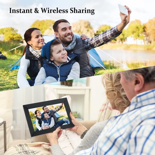 AEEZO 10.1 inch WiFi Digital Picture Frame,1280x800 IPS Touchscreen Electronic Photo Frame,32GB Storage,Auto Rotation,Supports Micro SD Card