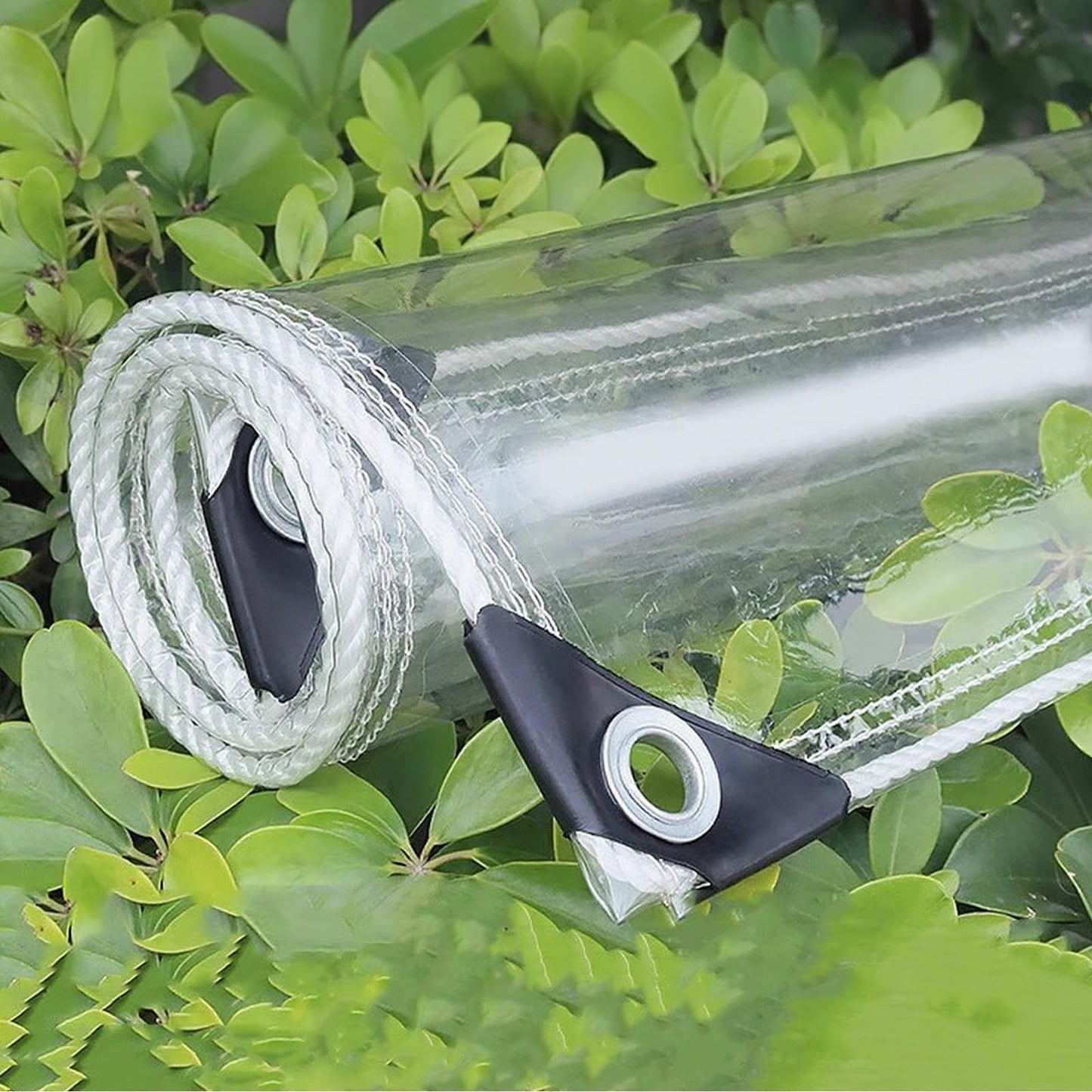 HIYOUGO Clear Tarp with Grommets 2.4x4m, Rainproof Tarpaulin, Transparent Cover for Gazebos, Pavilion, Balconies, Gardens, Plant Roof, Greenhouse Pet Hutch Roof