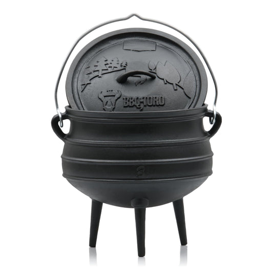BBQ-Toro Potjie 8 Liter | Cast Iron Cauldron with Legs | Cooking Pot, Fire Pot, Grill Pot | South African Dutch Oven