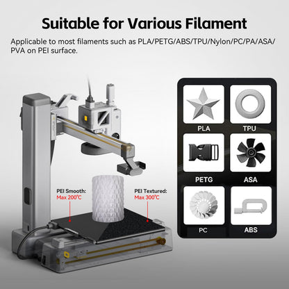 UniTake3D A1 Mini PEI Build Plate 184x184mm print bed Flexible Spring Steel Sheet Double Sided Smooth/Textured PEI compatible only with Bambu Lab A1 Mini 3D Printer