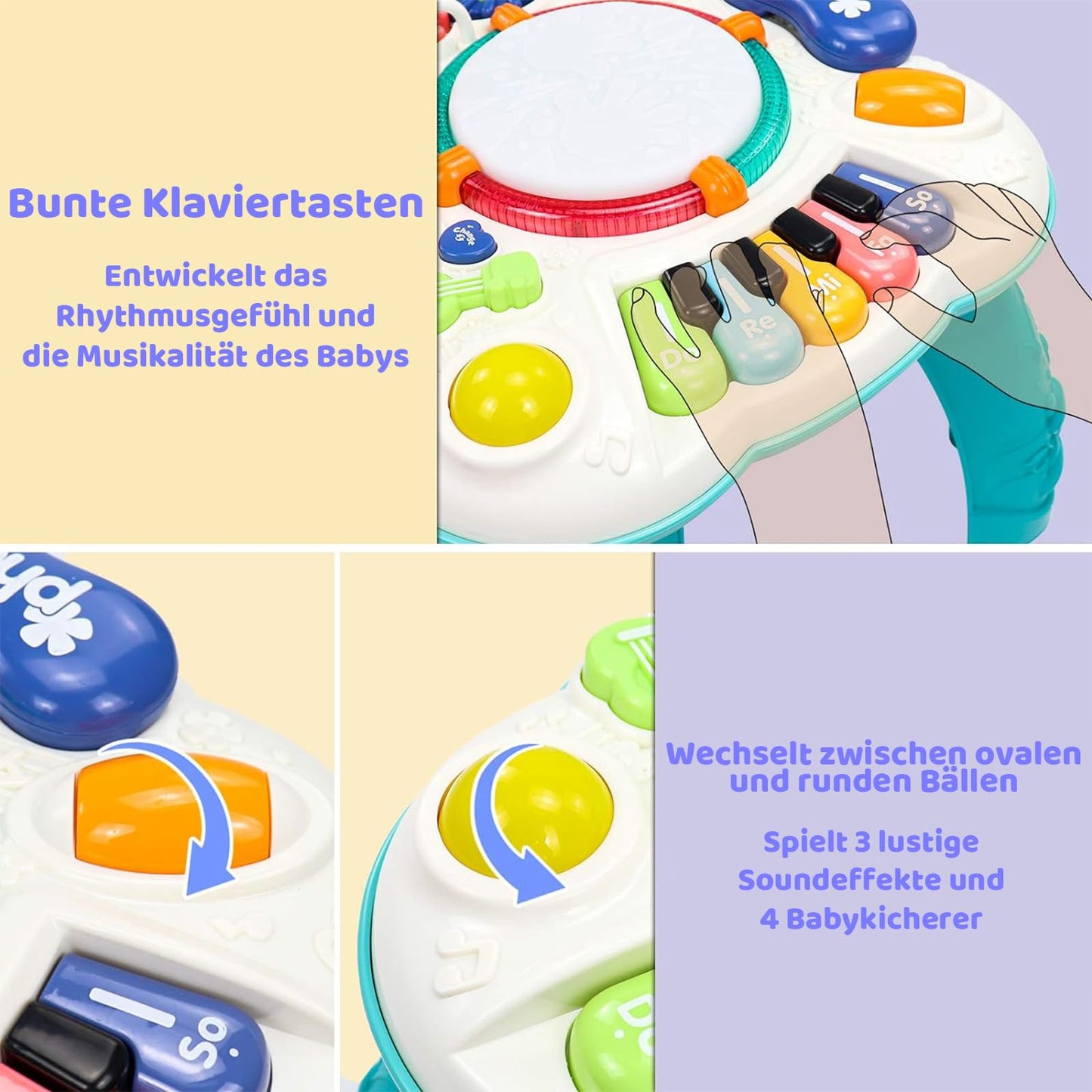 Toy From 1 Year - Baby Toy 6 in 1 Play Table Children's Toy from 1 2 Years 9 Months Easter Gifts Easter Gifts from 1 Year Children Girls Boys Game Baby DJ Console Musical Toy
