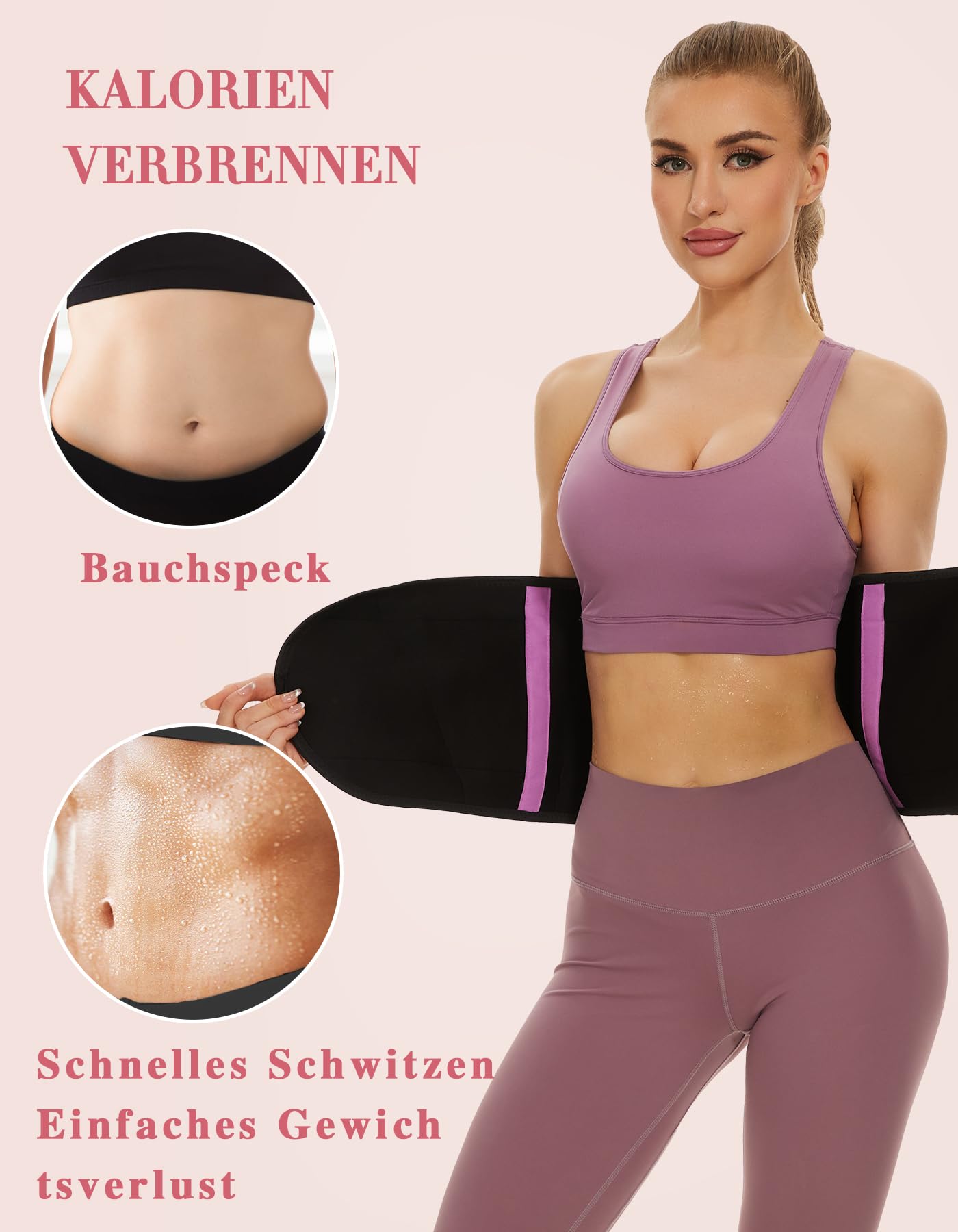 SIHOHAN Waist Trimmer Belt, Sweat Belt Fitness Belt, Adjustable Waist Trainer Belt, Waist Trainer, Belly Belt for Men and Women (Purple, S)