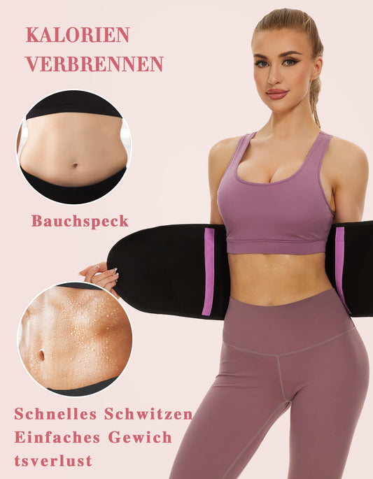 SIHOHAN Waist Trimmer Belt, Sweat Belt Fitness Belt, Adjustable Waist Trainer Belt, Waist Trainer, Belly Belt for Men and Women (Purple, S)