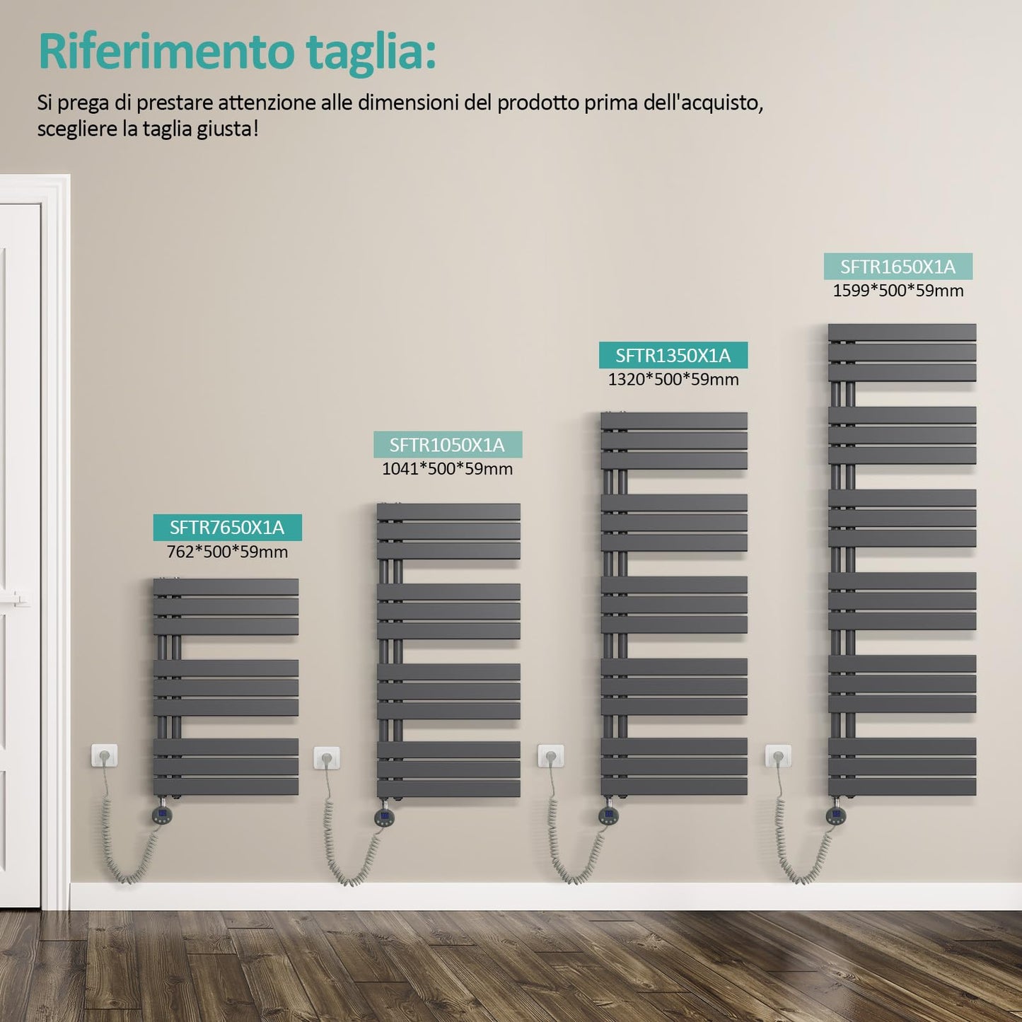 EMKE electric towel warmer radiator 762x400 mm, electric towel rail with thermostat, electric towel warmer with heating element in anthracite 400W.
