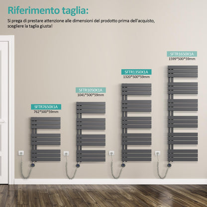 EMKE electric towel warmer radiator 762x400 mm, electric towel rail with thermostat, electric towel warmer with heating element in anthracite 400W.