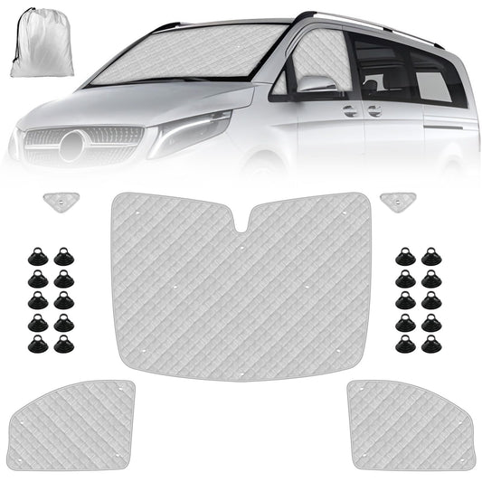 Motorhome windshield sunshade replacement for Mercedes-Benz VITO III W447 2014-2022, sunshade for front windshield, internal thermal roller blind set with storage bag (5PCS-for W447)