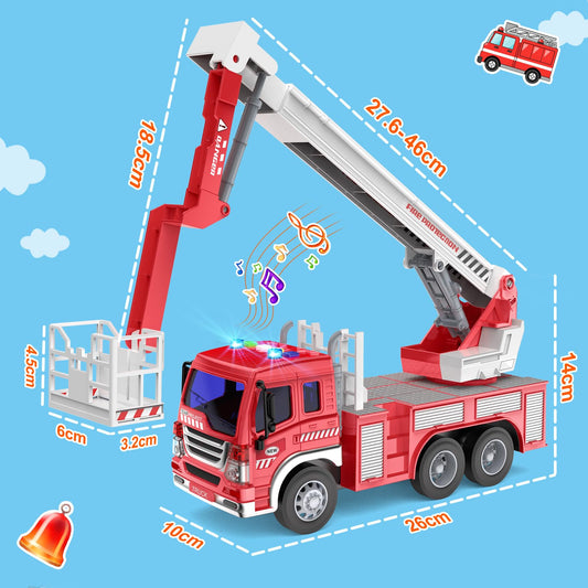 GizmoVine Fire Truck Large, Fire Department Toy Car with Ladder, Sound and Light, Big Car Toy Model, Gifts for Boys Girls, Children Fire Truck Vehicles from 3 4 5 6 7 8 Years