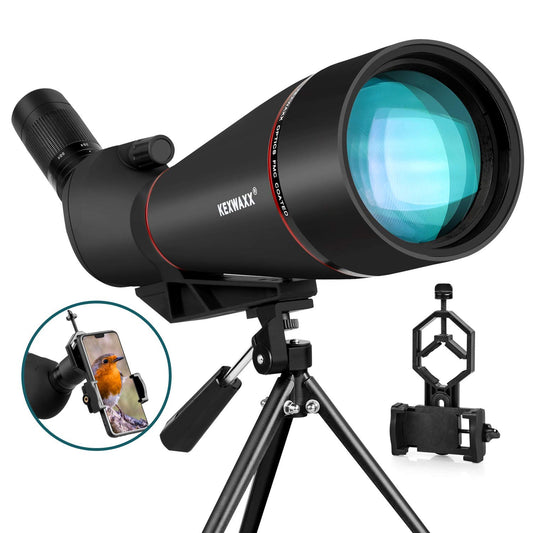 25-75X 100MM Spotting Scope for sports shooting hunting bird watching IPX7 waterproof FMC BAK4 prism with tripod phone adapter Black