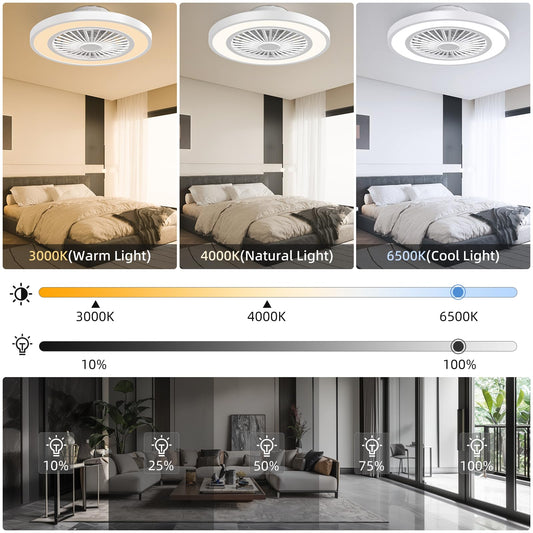 Ateroll Ceiling Fan with Light, 6 adjustable wind speeds with remote control, timer, light memory, 7 reversible fan blades.