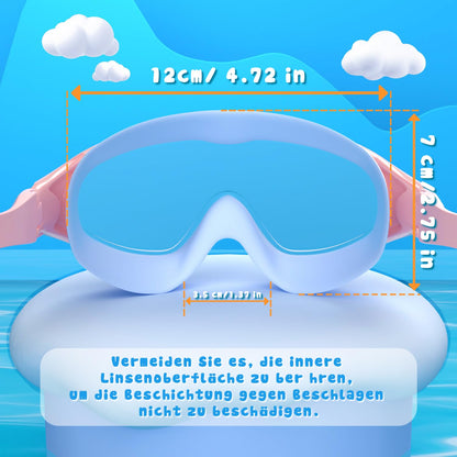COOLOO 2 Pack Kids Swim Goggles, Anti-Fog UV Protection Wide View Waterproof Swim Goggles for Boys Girls 3-15 Years