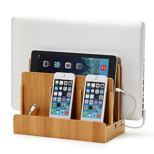 XPhonew desktop bamboo wood charging stand docking station/cradle/holder/charger stand/cell phone mount compatible with iPhone 13 12 11 Pro Max XS XR X iPad laptop Samsung smartphones tablets