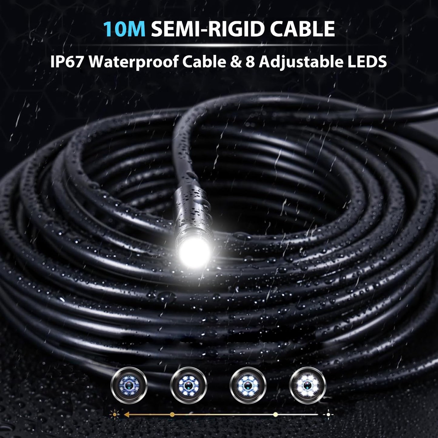 AOPICK Endoscope Camera 10M, 1080P HD Endoscope Camera with Light Mobile Waterproof Ip67 No WiFi Required Inspection Camera Tube Camera Mobile with 8 LED Light for Android & iOS, Tablet 32.8ft/10M