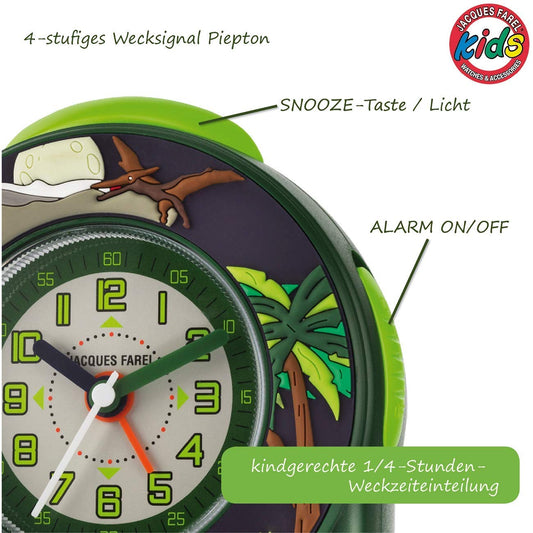 JACQUES FAREL ACW44 Dinosaur T-Rex Watch Boy Alarm Clock Analog Light Alarm