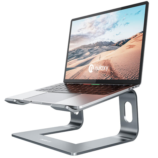 Nulaxy Aluminum Laptop Stand, Ergonomic Detachable Laptop Holder for Desk with Ventilation, Notebook Stand Compatible with MacBook, Dell, HP, Samsung, Lenovo, 10-16 Inch Laptops, Gray