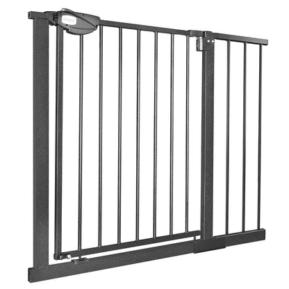 On door safety gate stair gate for children auto-close baby stair gate door gate, without drilling, 180° two-way opening (85-95 cm, Black)