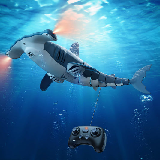 Remote Control Shark Toy with High Simulation, Summer Water Toy for Kids, Boys 6 years and older, fun party games for pool and bath (Blue)