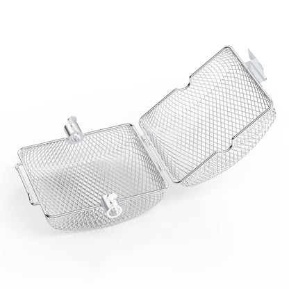 Onlyfire Universal Stainless Steel Grill Basket for Rotisserie, Rotisserie Grill Rack for Skewer, Skewer Basket for Potato Wedges and Vegetable Cubes, 19.2 x 17.5 x 10 cm, 3 pieces.