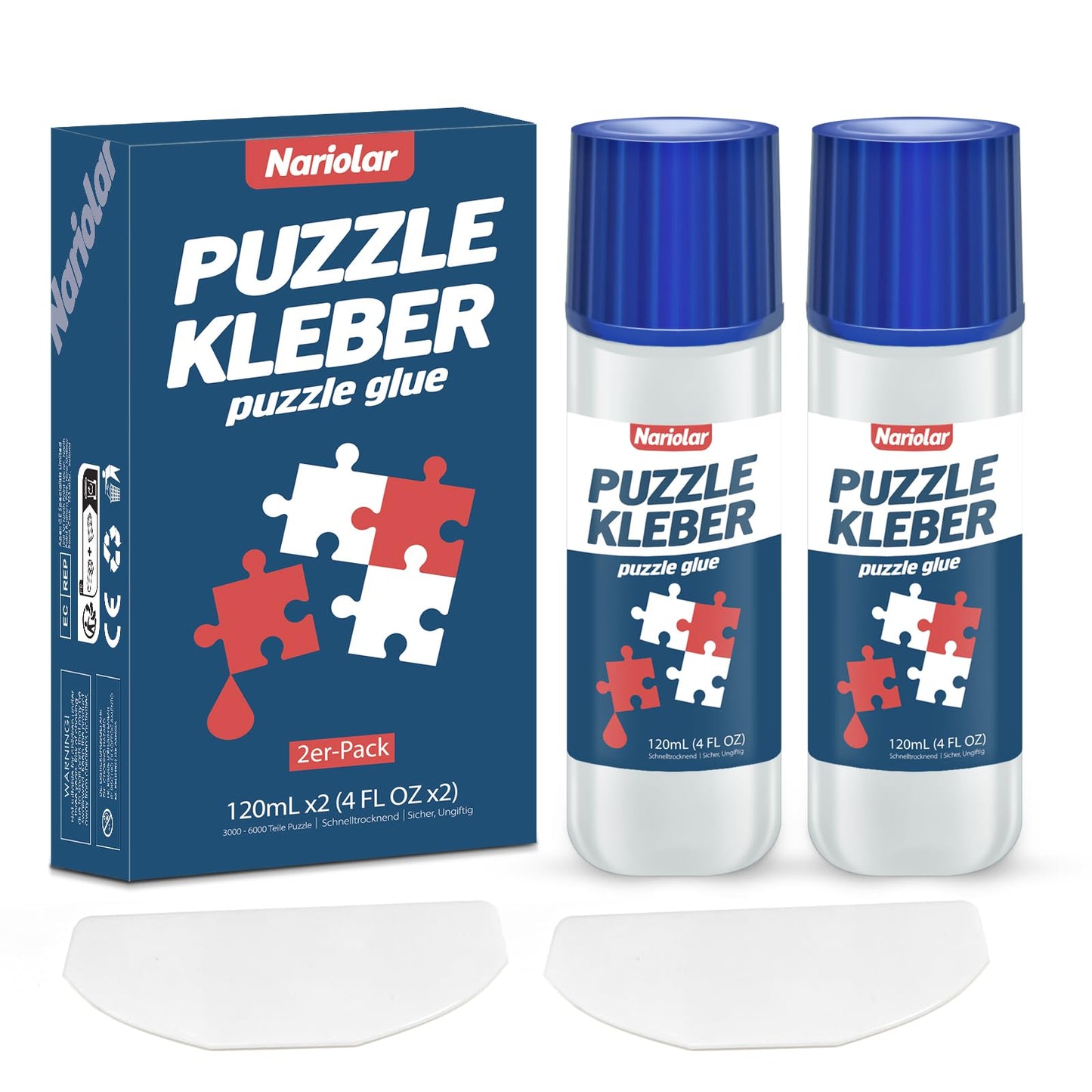 Nariolar Puzzle Glue Transparent with Applicator ideal for attaching and hanging puzzles, fast drying, 120mlX2