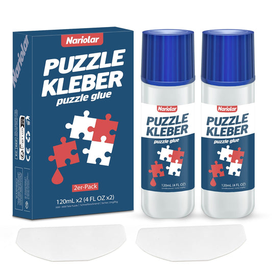 Nariolar Puzzle Glue Transparent with Applicator ideal for attaching and hanging puzzles, fast drying, 120mlX2